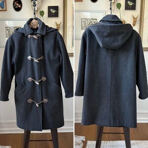 JG Hook Charcoal Grey Wool Hooded Duffle Coat Horn Loop XL